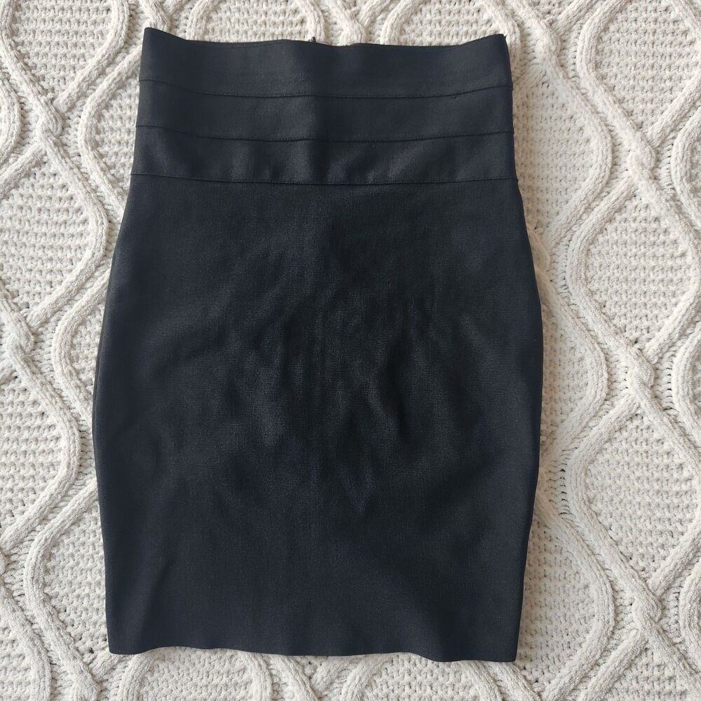 Wow Couture Black Banded Knee Length Skirt Size S